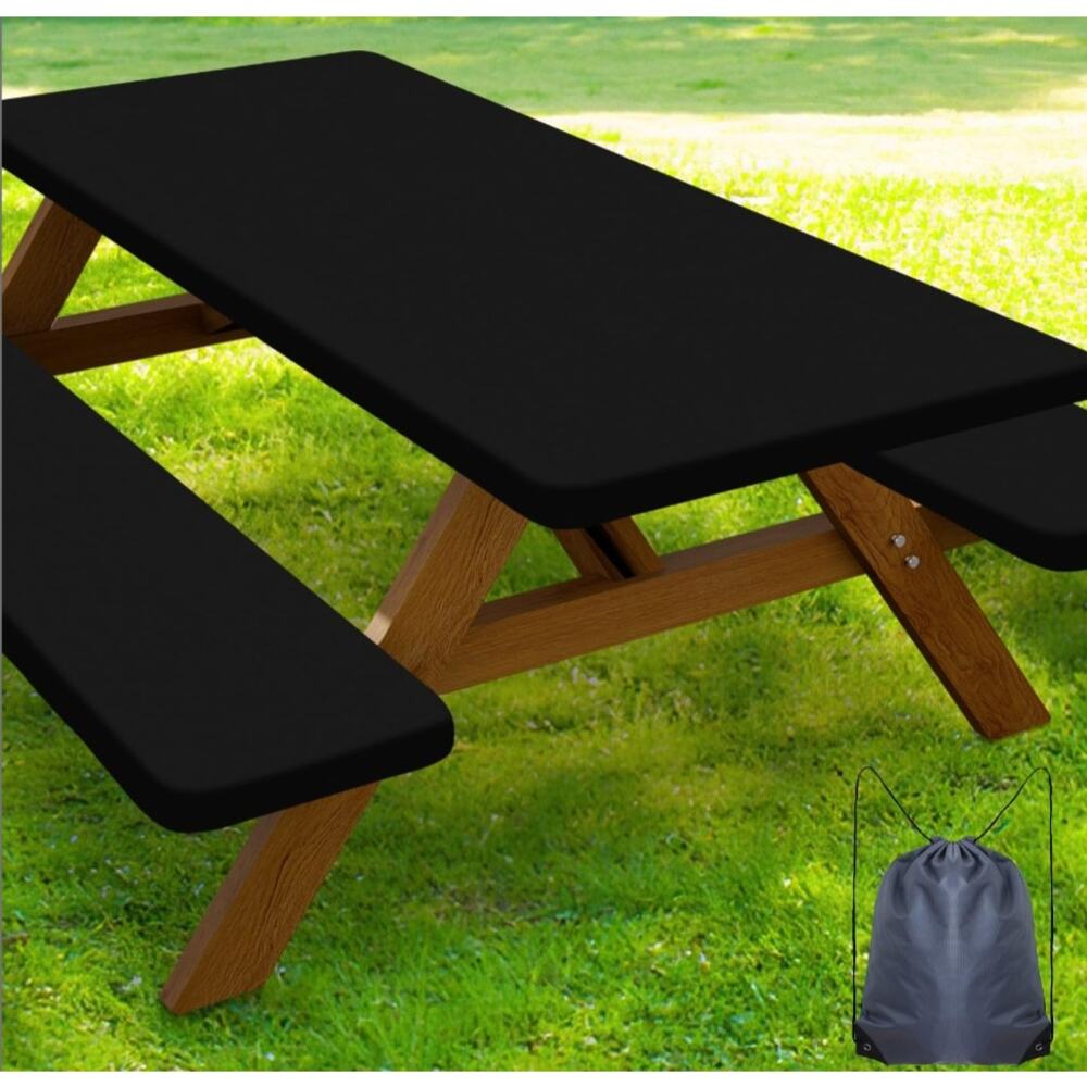 Smiry( 1) Table Cover with( 2) Bench Covers w/ Drawstring Bag for Storage